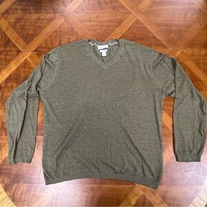 Banana Republic Olive Green Silk/Linen V-Neck Sweater